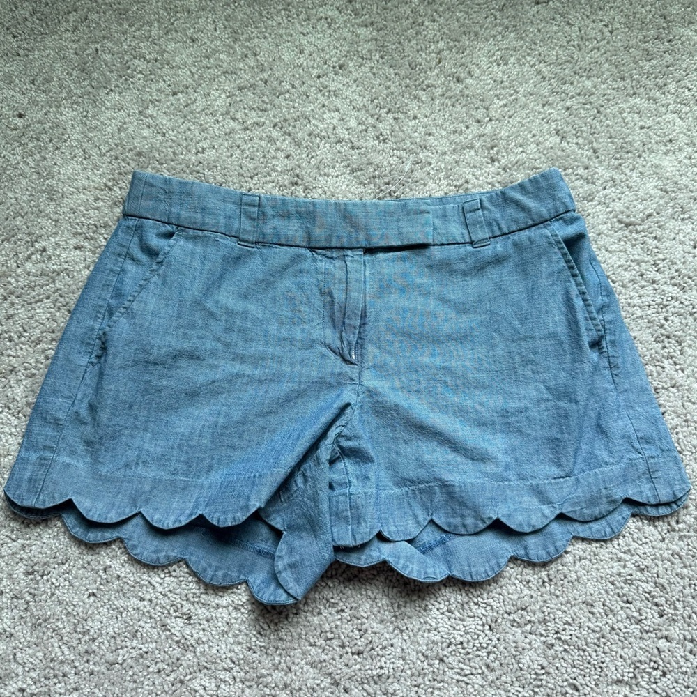 J. Crew Light Blue Scallop Hem Jean Shorts